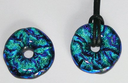 Click for a larger photo of the Clear Opal on Black Glass Donut Necklace