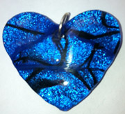 Click for a larger photo of the Clear Glass on Blue & Black Heart Shaped Necklace