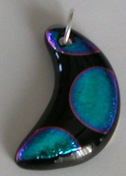 A larger photo of the Blue Discs Moon Glass Necklace