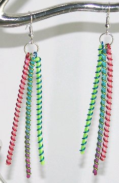 A larger photo of the Blue, Pink & Green Straight Wire Earrings