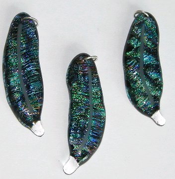 A larger photo of the Blue Rainbow Glass Feather Necklace