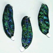 Click for a larger photo of the Blue Rainbow Dichroic Glass Feather Necklace