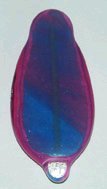 Click for a larger photo of the Blue Swirl on Salmon Glass Feather Necklace