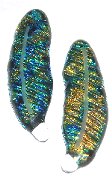 Click for a larger photo of the Blue with Gold Glass Feather Magnet