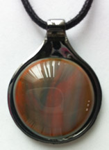 Click for a larger photo of the Multicolored Brown & Orange Swirl Round in Gunmetal-plated Setting