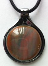 Multicolored Brown & Orange Swirl Round in Gunmetal-plated Setting