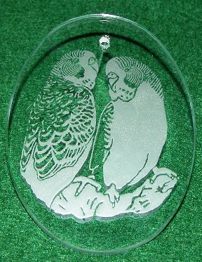 Large photo of Budgies Etched in Glass