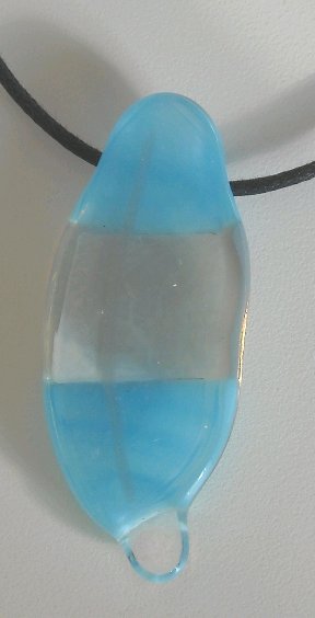 A larger photo of the Cinnamon Blue Quaker Glass Feather Necklace