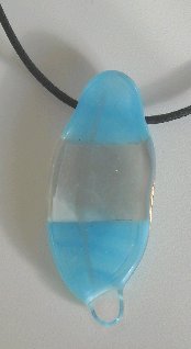 Click for a larger photo of the Cinnamon Blue Quaker Glass Feather Necklace
