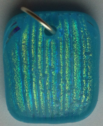 A larger photo of the Clear Multicolor Ribbed Glass on Light Blue Pendant
