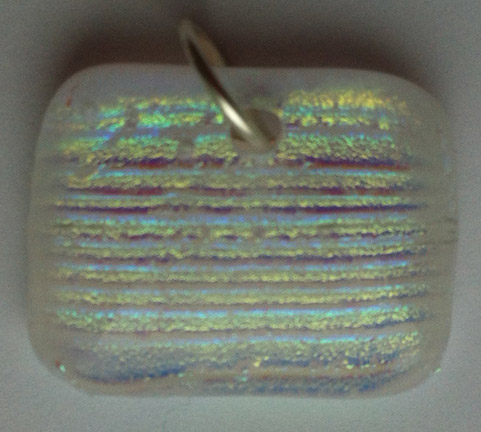 Click for a larger photo of the Clear Multicolor Ribbed Glass on White Pendant