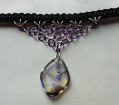 Click for a larger photo of the Clear Violet with Black Stringer Diamond Shaped Chain Maille Choker