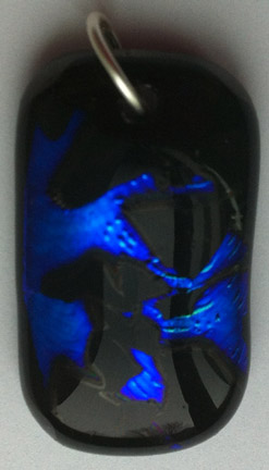 Click for a larger photo of the Clear Glass on Blue and Black Speck Patterned Glass Pendant