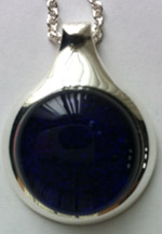 Click for a larger photo of the Clear Glass on Deep Purple Sparkle Round in Silver-plated Setting