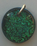Click for a larger photo of the Clear Glass on Green Star Patterned Round Shaped Necklace