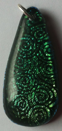 A larger photo of the Clear Glass on Blue Green Swirl Patterned Teardrop Necklace