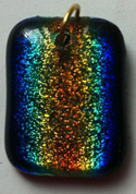 Click for a larger photo of the Clear Glass on Vertical Rainbow Patterned Pendant
