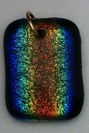A larger photo of the Clear Glass on Vertical Rainbow Patterned Pendant