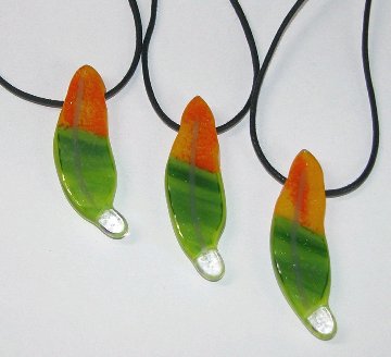 A larger photo of the Sun Conure Glass Feather Necklaces