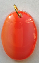 Click for a larger photo of the Coral Glass Oval Shaped Necklace