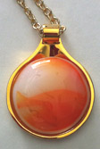 Click for a larger photo of the Coral Glass Round in Gold-plated Setting