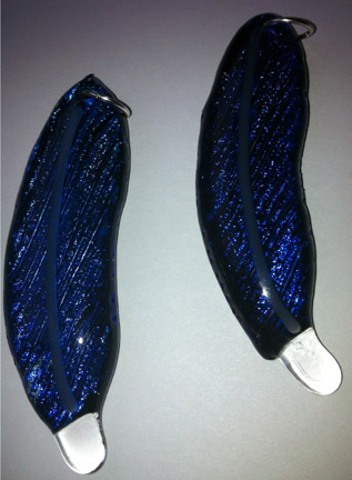 A larger photo of the Cobalt Blue Dichroic Glass Feather Necklace