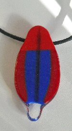 Click for a larger photo of the Female Eclectus Glass Feather Necklace