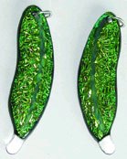 Click for a larger photo of the Green Krinkle Dichroic Glass Feather Necklace