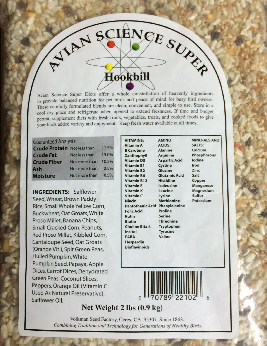 Volkman's Avian Science Super Hookbill Seed Mix Ingredients