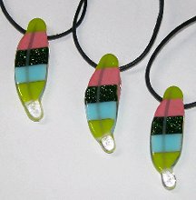 Click for a larger photo of the Lovebird Glass Feather Necklaces