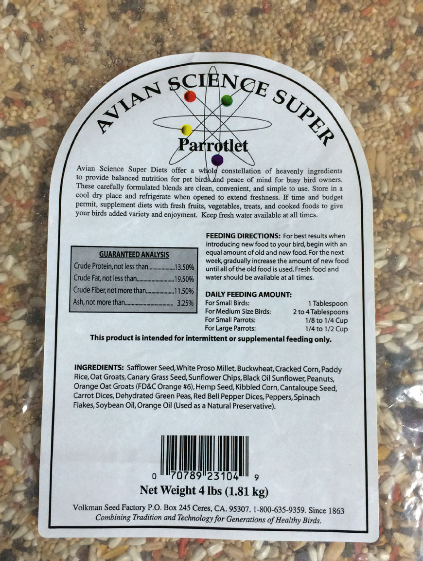 Volkman's Avian Science Super Parrotlet Seed Mix Ingredients