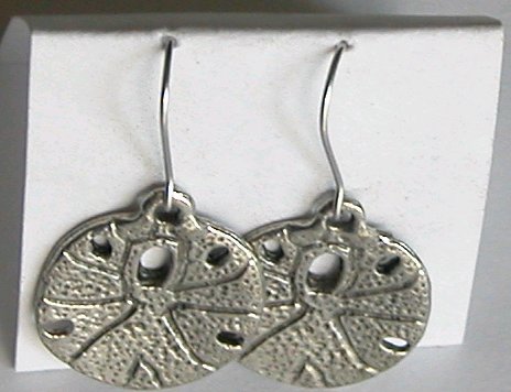 Click for a larger photo of the Pewter Sand Dollar Earrings