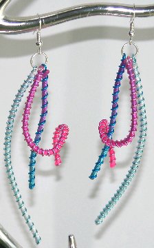 A larger photo of the Light Blue, Pink & Purple Swirled Wire Earrings