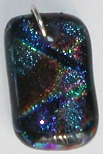 Click for a larger photo of the Clear on Rainbow Streamer Glass Pendant
