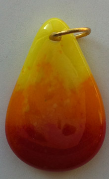 A larger photo of the Yellow, Orange & Red Teardrop Shaped Necklace