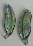 Click for a larger photo of the Silver Krinkle Glass Feather Magnet