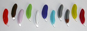 Click for a larger photo of the Single Colored Glass Feather Magnets