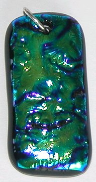 A larger photo of the Textured Green with Blue Glass Pendant 