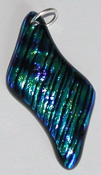 A larger photo of the Textured Green with Blue Glass Lightning Shaped Necklace