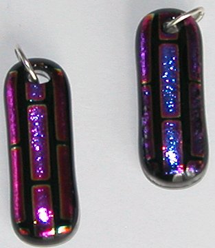 Click for a larger photo of the Textured Purple and Pink Vertical Brick Glass Necklace