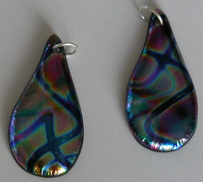 A larger photo of the Textured Metallic Rainbow Streamer Glass Teardrop Necklace