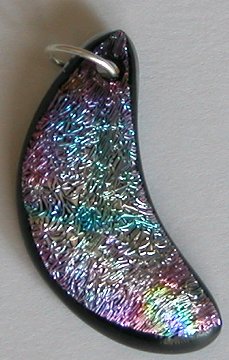 A larger photo of the Textured Silver Krinkle Glass Moon Necklace