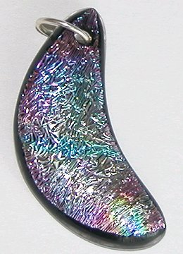 A larger photo of the Textured Silver Krinkle Glass Moon Necklace