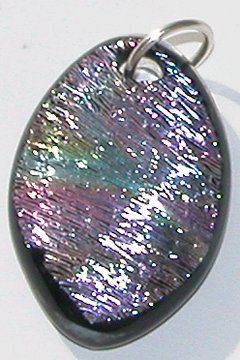 Click for a larger photo of the Textured Silver Krinkle Glass Oval Necklace