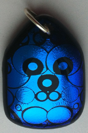 A larger photo of the Textured Blue Bubble Patterned Shield Shaped Necklace