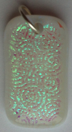 Click for a larger photo of the Clear Swirl Patterned Glass on White Glass Pendant