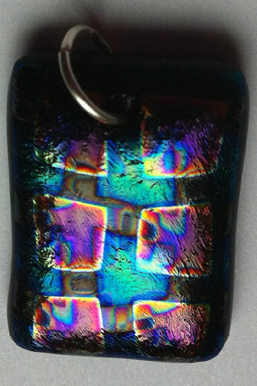Click for a larger photo of the Textured Rainbow Cube Patterned Pendant