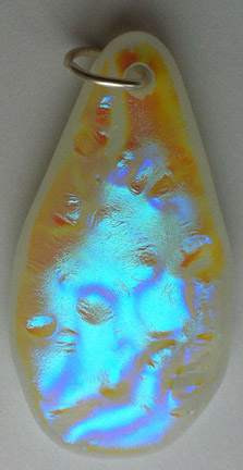 Click for a larger photo of the Textured Clear Opal on White Teardrop Necklace