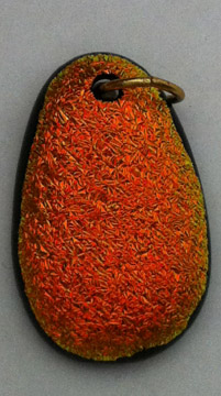 A larger photo of the Textured Orange Krinkle Egg Shaped Necklace