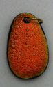 Click for a larger photo of the Textured Orange Krinkle Glass Egg Shaped Necklace